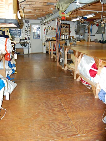 Sail storage and machine table