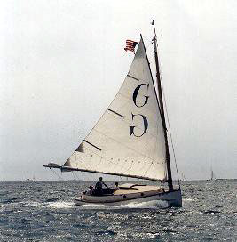 25' Crosby Cat Boat Genevieve - reefed